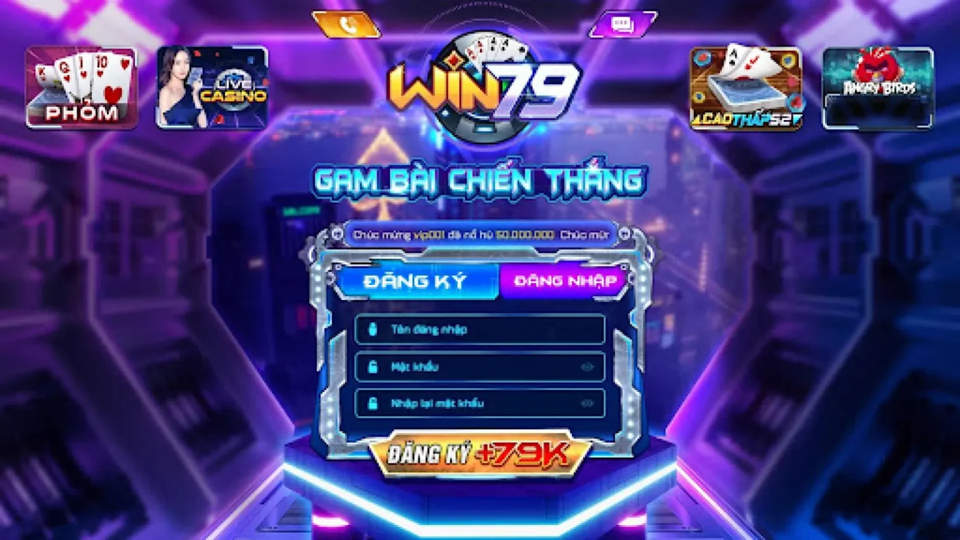 Đăng ký tài khoản tại cổng game Win79